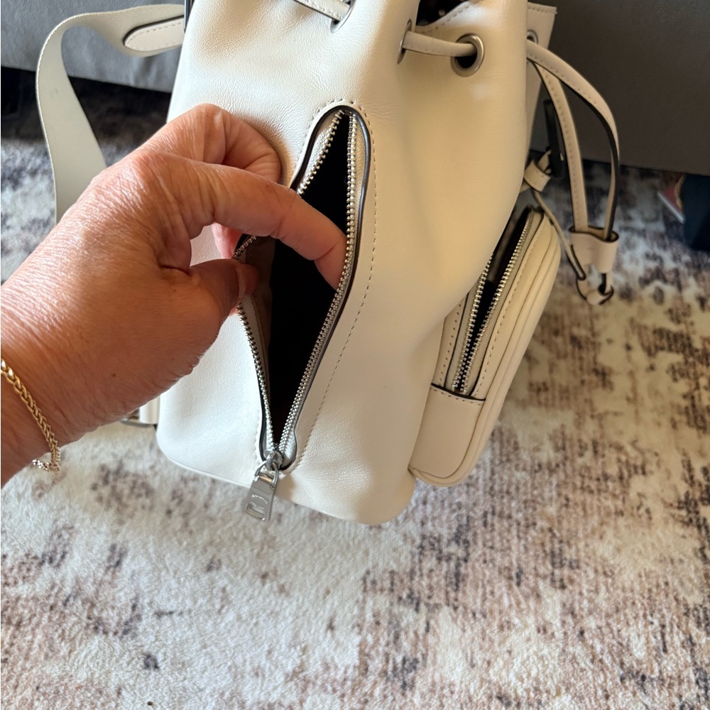 Coach Cream Leather Drawstring Backpack - image 7